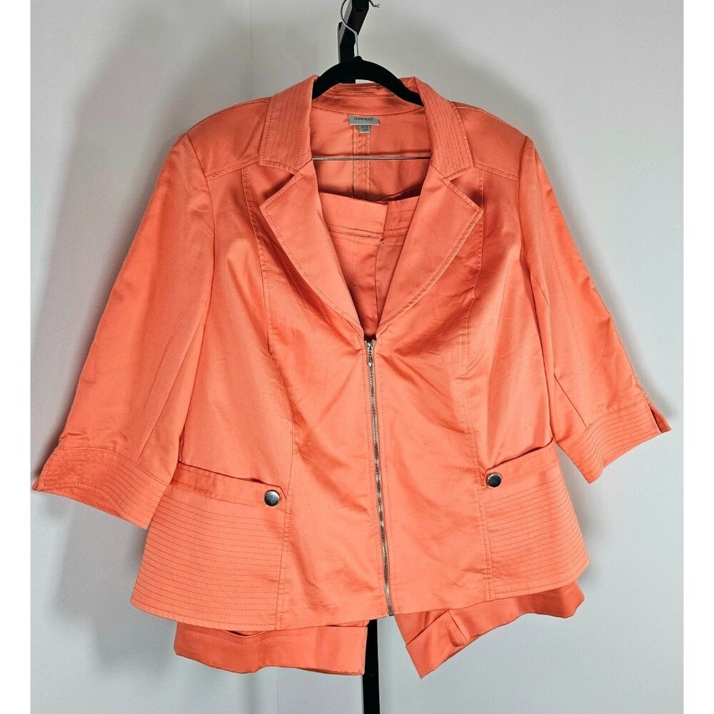Avenue Women's Two-Piece Blazer Bermuda Short Set-Orange-SZ Top 14/16 Shorts 18